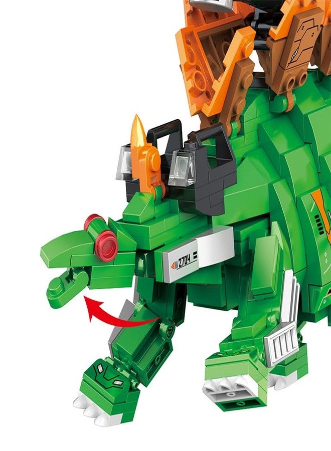 ICW 2IN1 Dinosaur Building Blocks Set, Stegosaurus Robot Construction Toy with Action Figure 587 PCS (2703) - Image 3